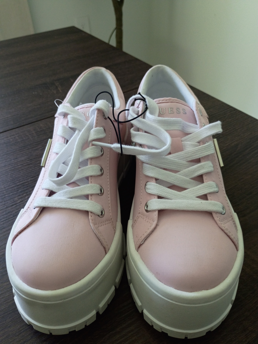 GUESS Women's Pink Platform Lace-Up Sneakers